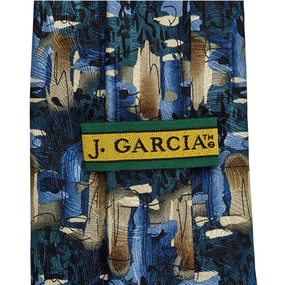 J. Garcia Necktie Mens OS Blue In the Park Collection 15‎ Abstract 100% Silk